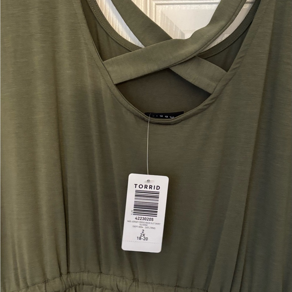 Torrid Olive Drawstring Midi Dress - Picture 6 of 6
